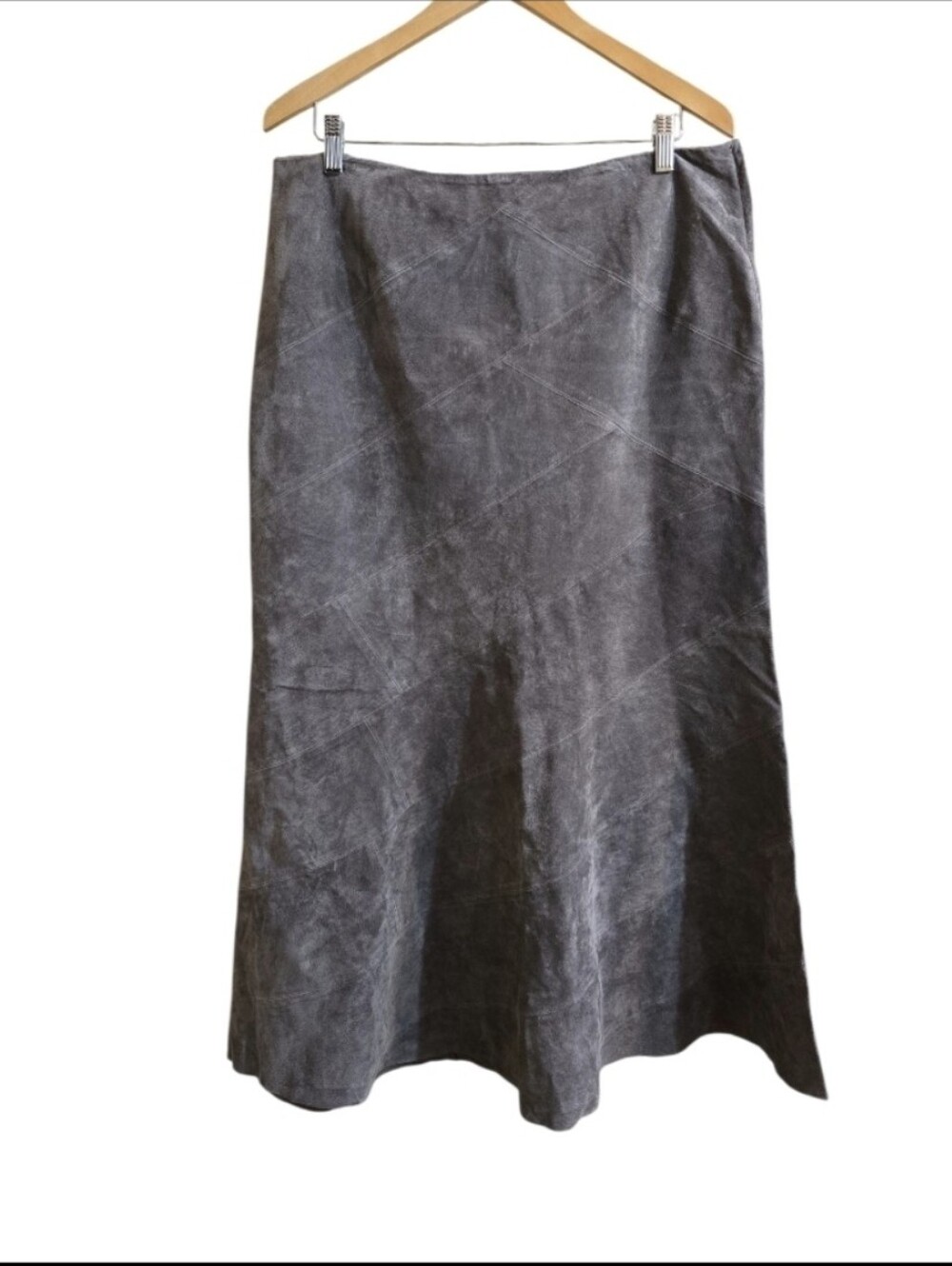Cami Women's 100% Leather Western Wear Dark Gray Lined Maxi Skirt. Size 14